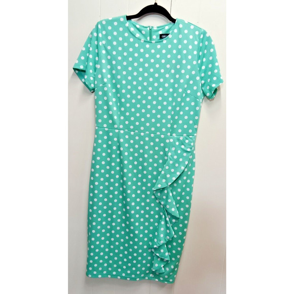 Oxiuli Fashion Womens Aqua Green Spotted Retro Style Dress L - Picture 1 of 14